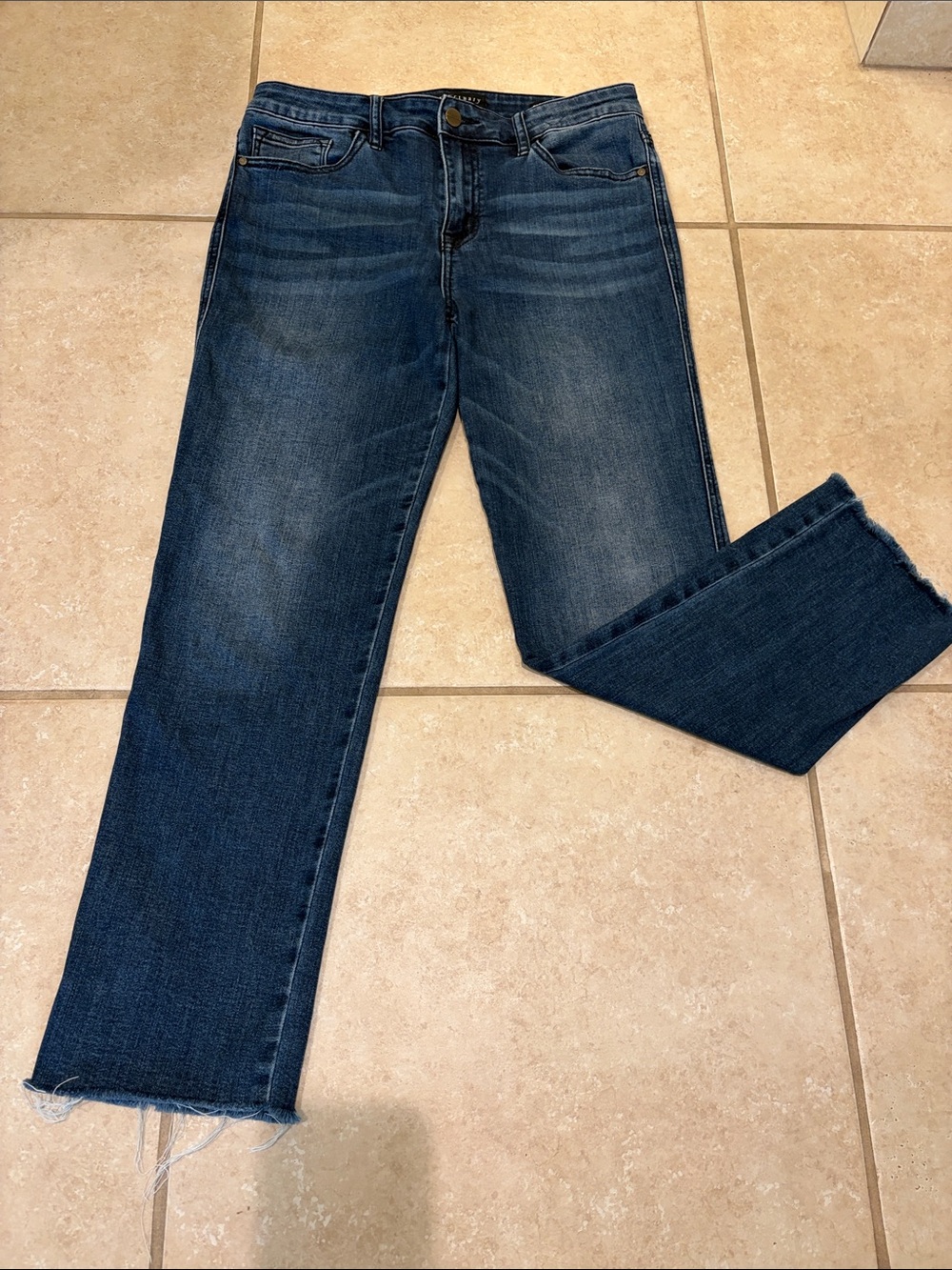 Sanctuary Dark Wash Straight Leg Crop Jeans - Raw Hem Sz 28